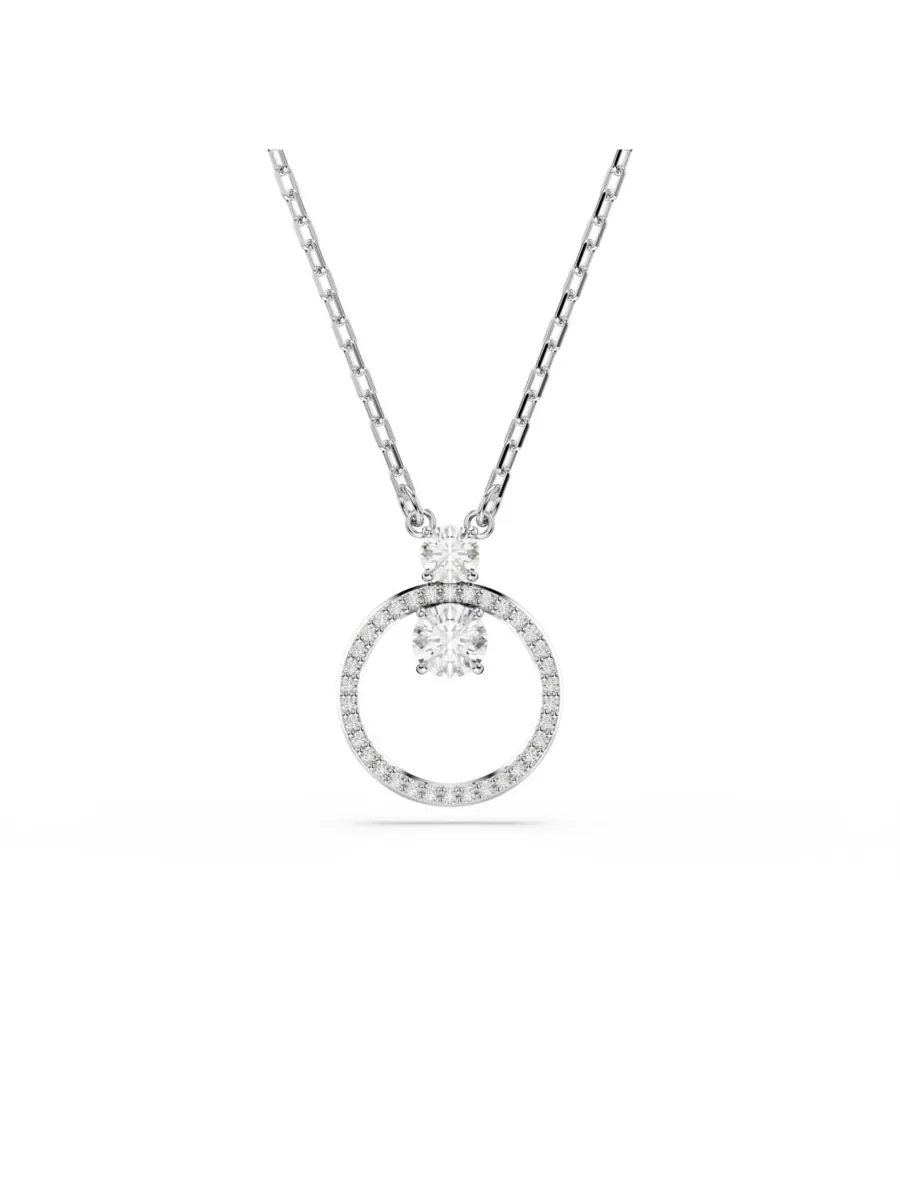 Кулон Constella, круглая огранка, белое колье Swarovski — изображение 1 из 5, оттенок серебряный