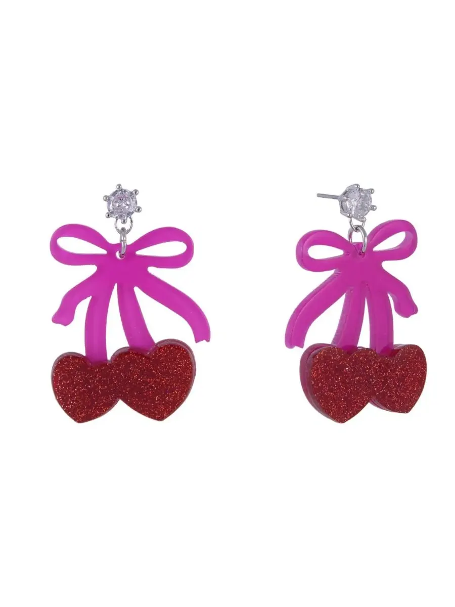 Серьги-подвески с бантом и вишенкой Hallmark — изображение 1 из 4, оттенок нет цвета