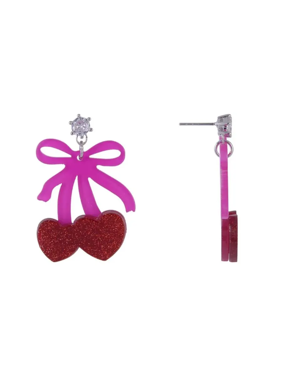 Серьги-подвески с бантом и вишенкой Hallmark — изображение 3 из 4, оттенок нет цвета