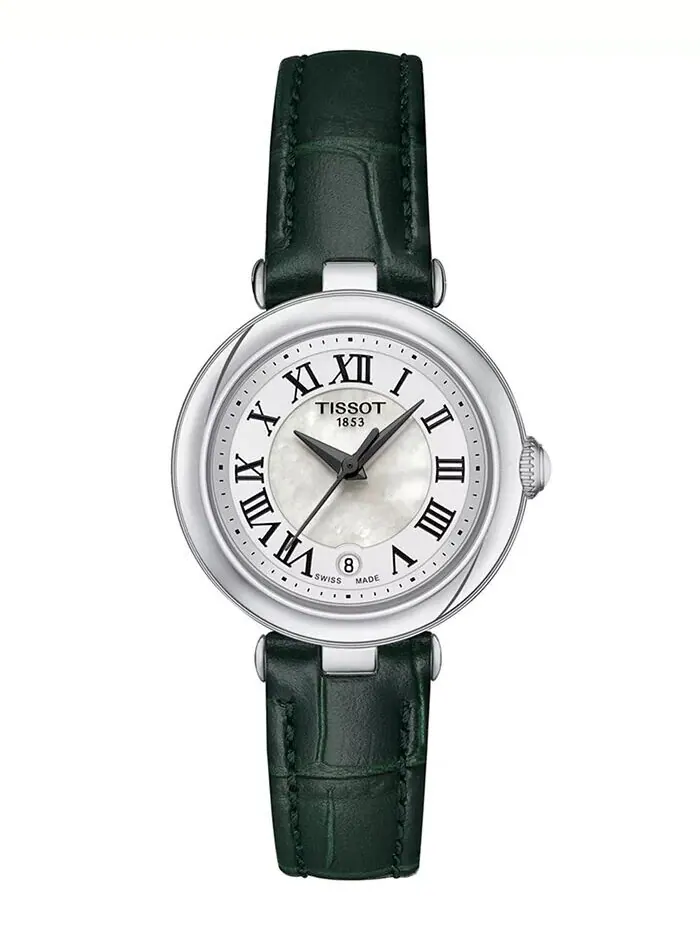 Женские швейцарские часы Bellissima с зеленым кожаным ремешком, 26 мм Tissot — изображение 1 из 5, оттенок черный