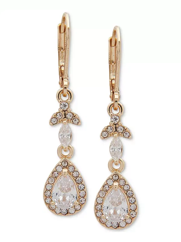 Серьги-Люстры с каплевидной формой кристаллов золотистого оттенка Anne Klein — изображение 1 из 3, оттенок мульти