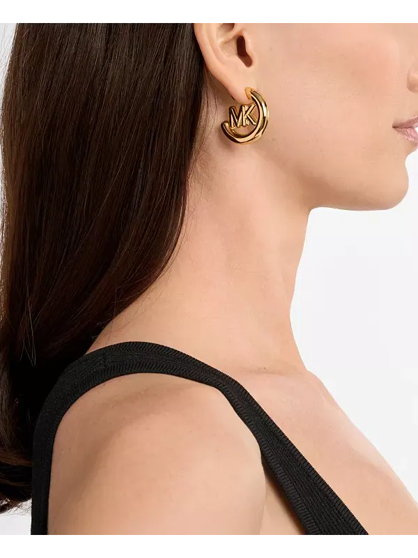 Серьги-Кольца с логотипом Michael Kors — изображение 3 из 3, оттенок золото