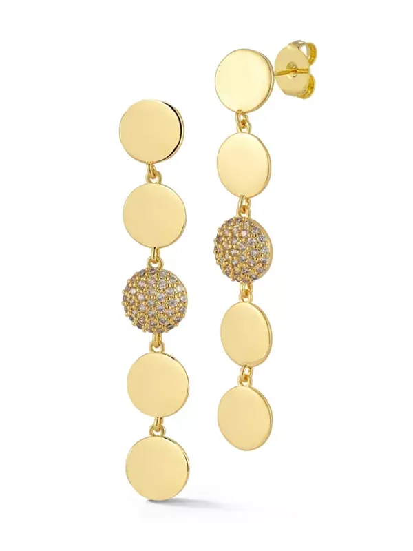 Позолоченные серьги-подвески с круглым паве Rachel Zoe