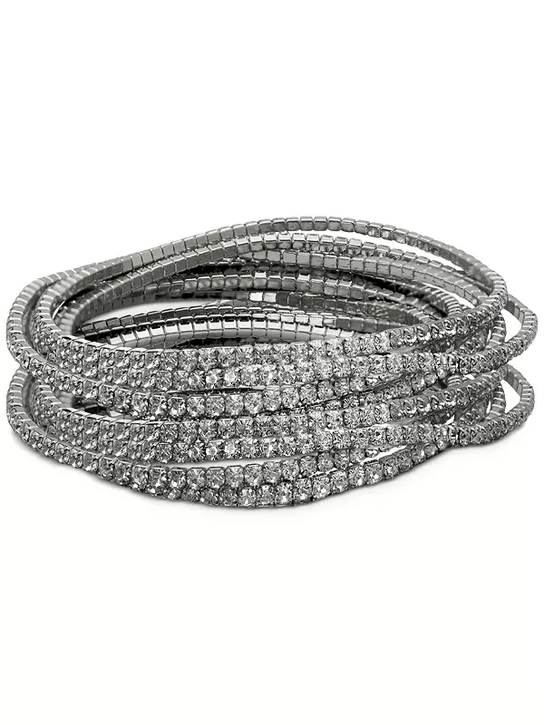 Набор из 10 эластичных браслетов с кристаллами Guess — изображение 1 из 1, оттенок серебряный