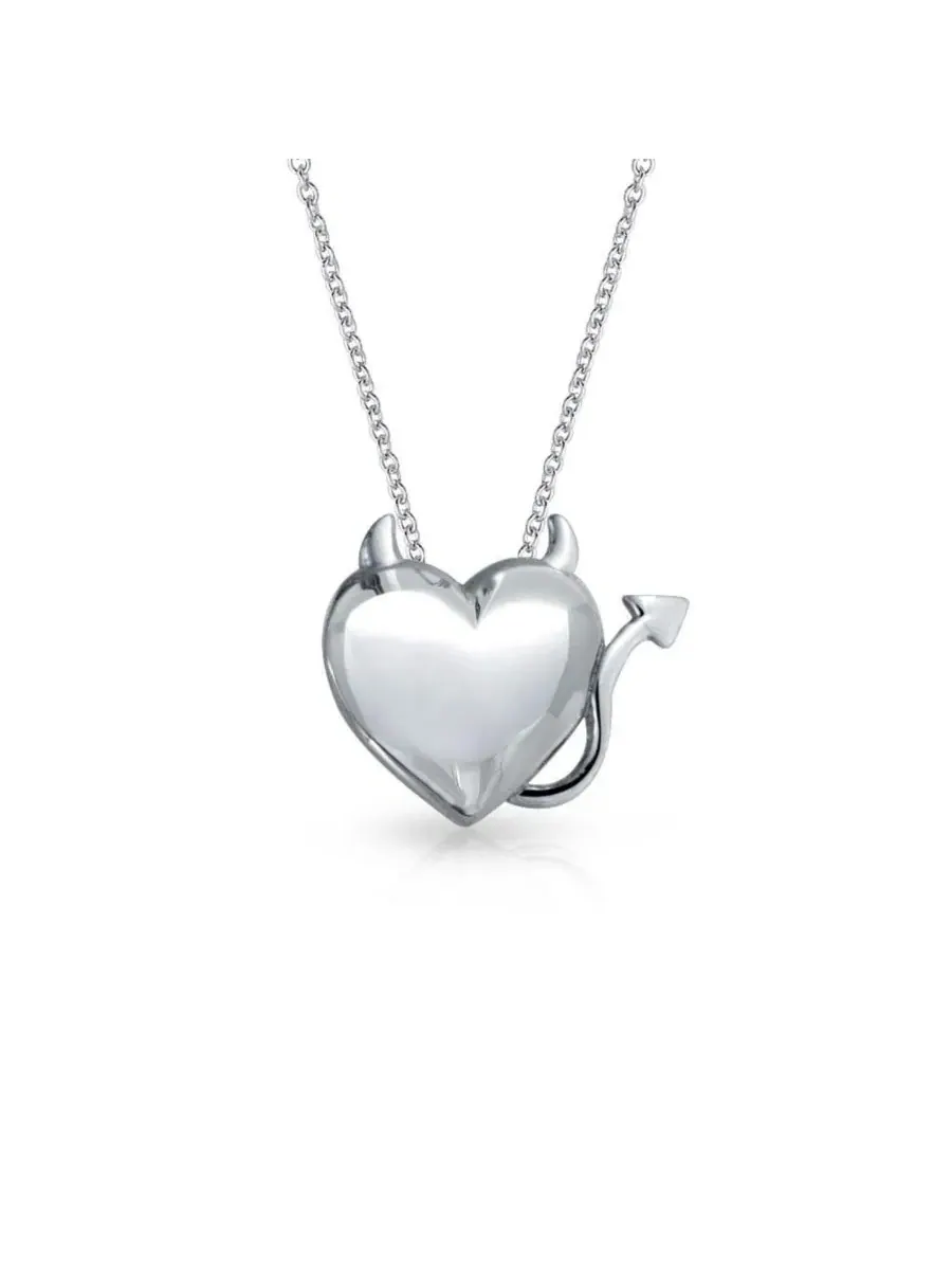 Кулон-сердце с рожками Whimsical Devil Horns Heart Shape Pendant Necklace Bling Jewelry — изображение 1 из 4