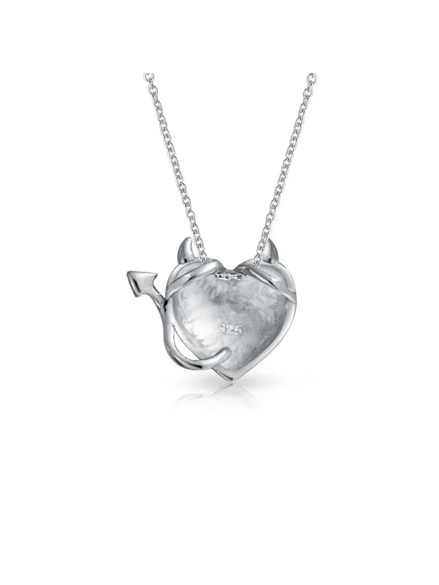 Кулон-сердце с рожками Whimsical Devil Horns Heart Shape Pendant Necklace Bling Jewelry — изображение 2 из 4