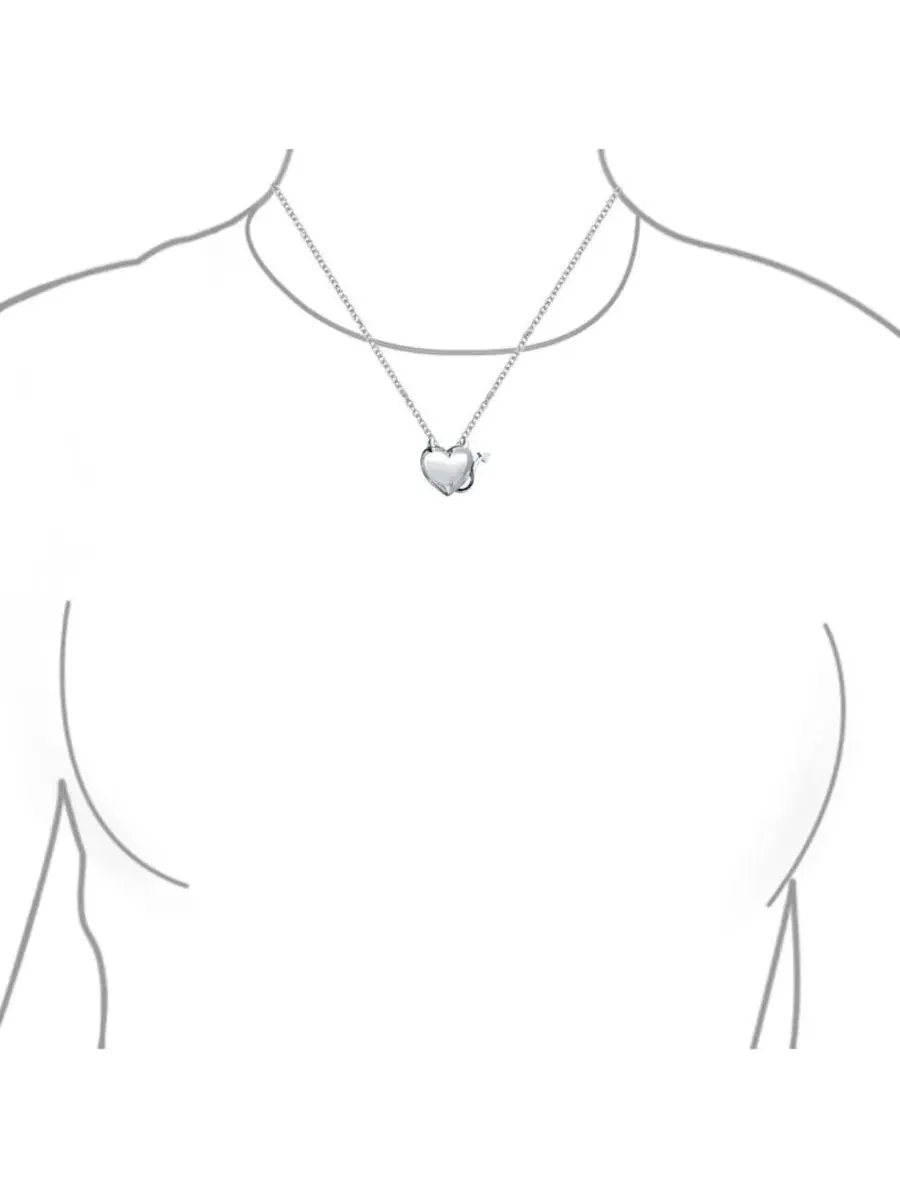 Кулон-сердце с рожками Whimsical Devil Horns Heart Shape Pendant Necklace Bling Jewelry — изображение 3 из 4