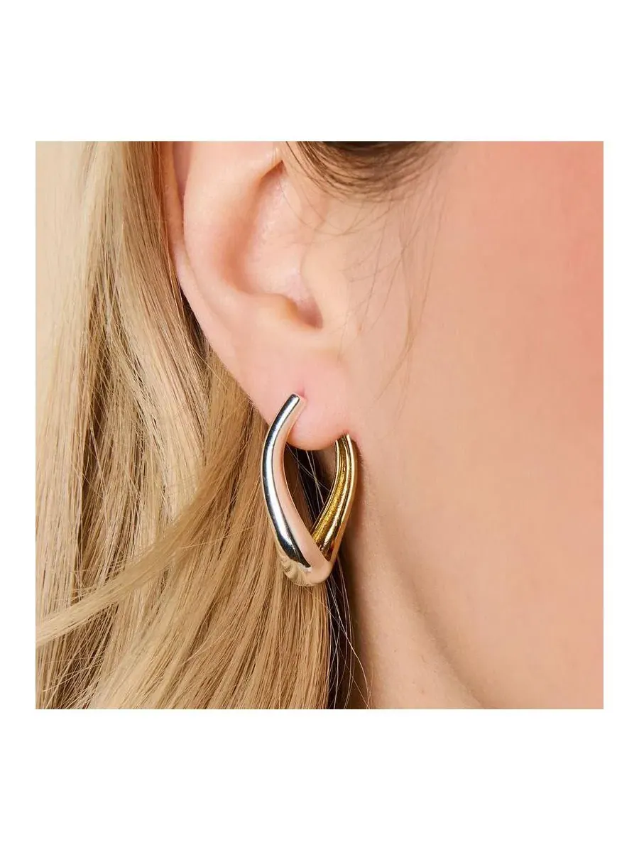 Серьги-гвоздики с эффектом омбре Ash Wavy Two Tone Hoops Little Sky Stone — изображение 3 из 4