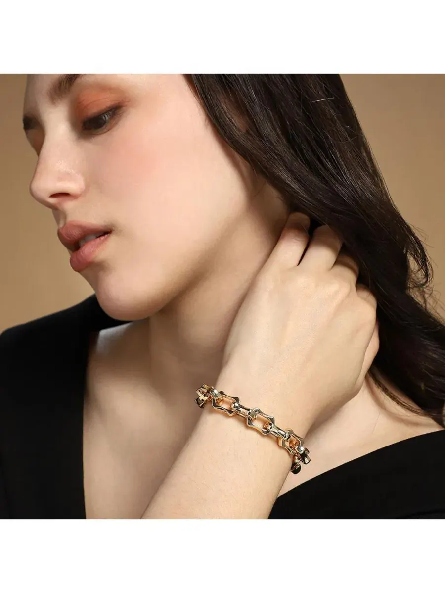 Женский браслет-цепочка The Bracket-Link Chain Bracelet - California Sohi — изображение 4 из 7, оттенок золото