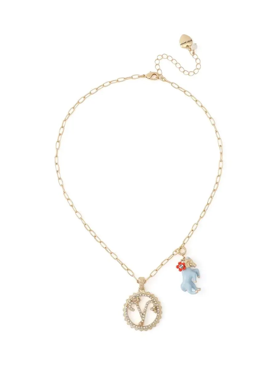 Комплект украшений с кулоном-знаком Овна и подвеской-бараном Betsey Johnson — изображение 1 из 7, оттенок светлый синий