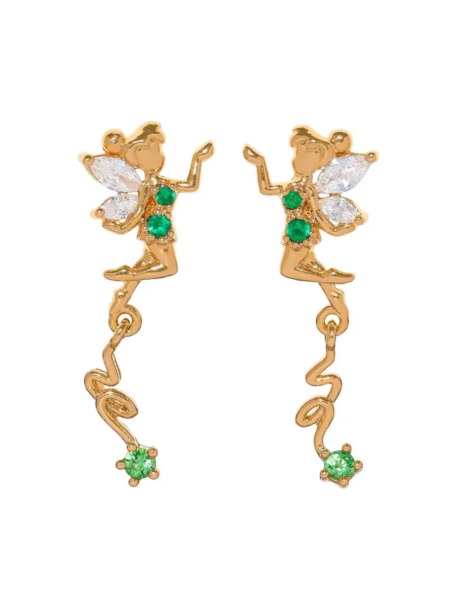 Серьги-подвески с Кристаллами Tinker Bell Pixie Dust Girls Crew — изображение 1 из 3, оттенок золото