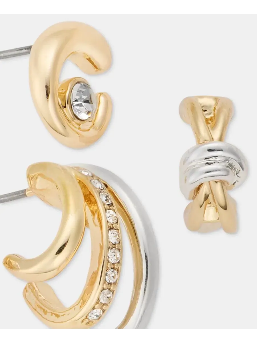 Комплект сережек Swirl, Crisscross & Triple-Row, с кристаллами Anne Klein — изображение 3 из 3, оттенок прозрачный