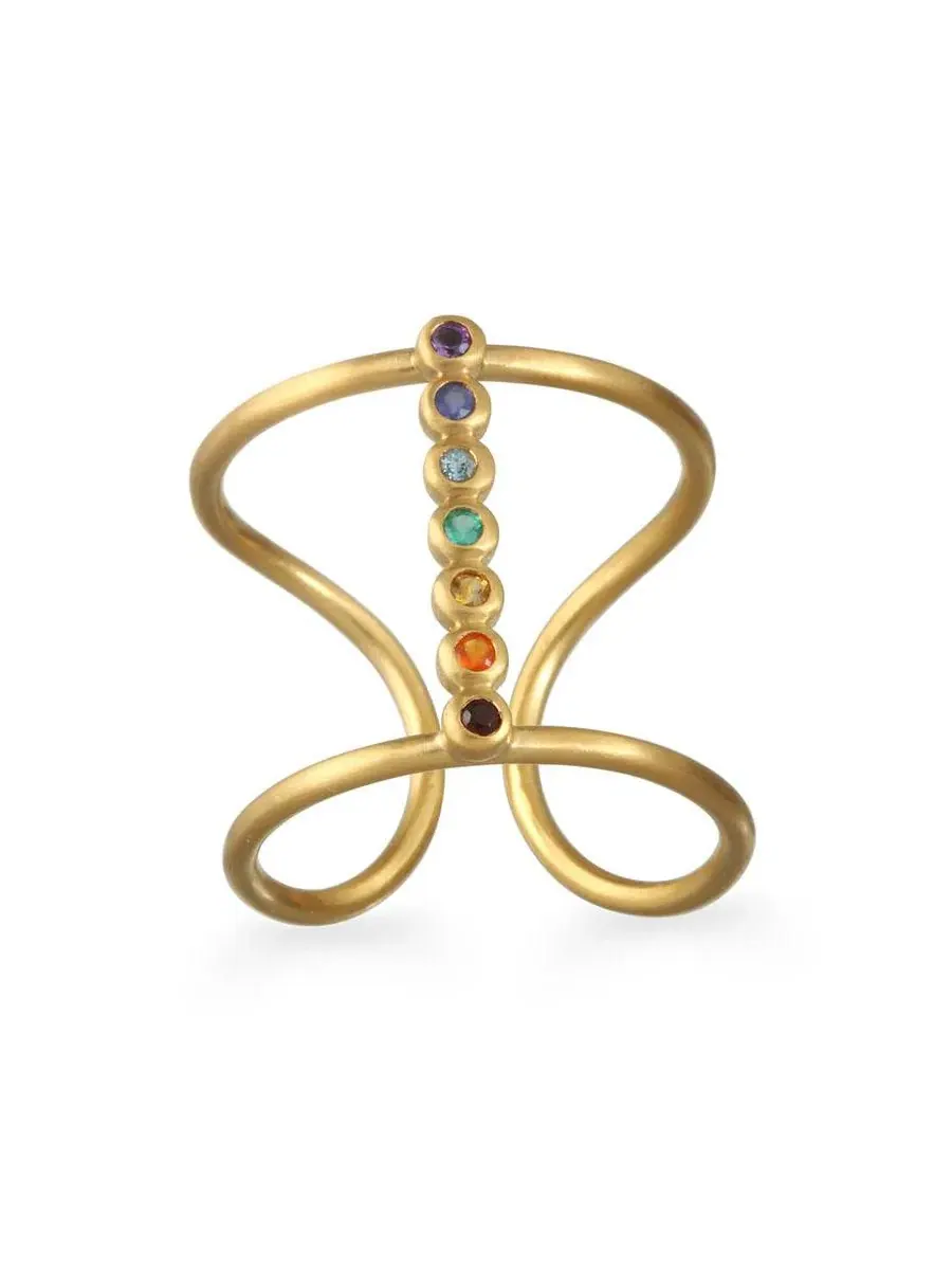 Кольцо-чакра Divine Alignment с полудрагоценными камнями Satya Jewelry — изображение 1 из 2, оттенок золото