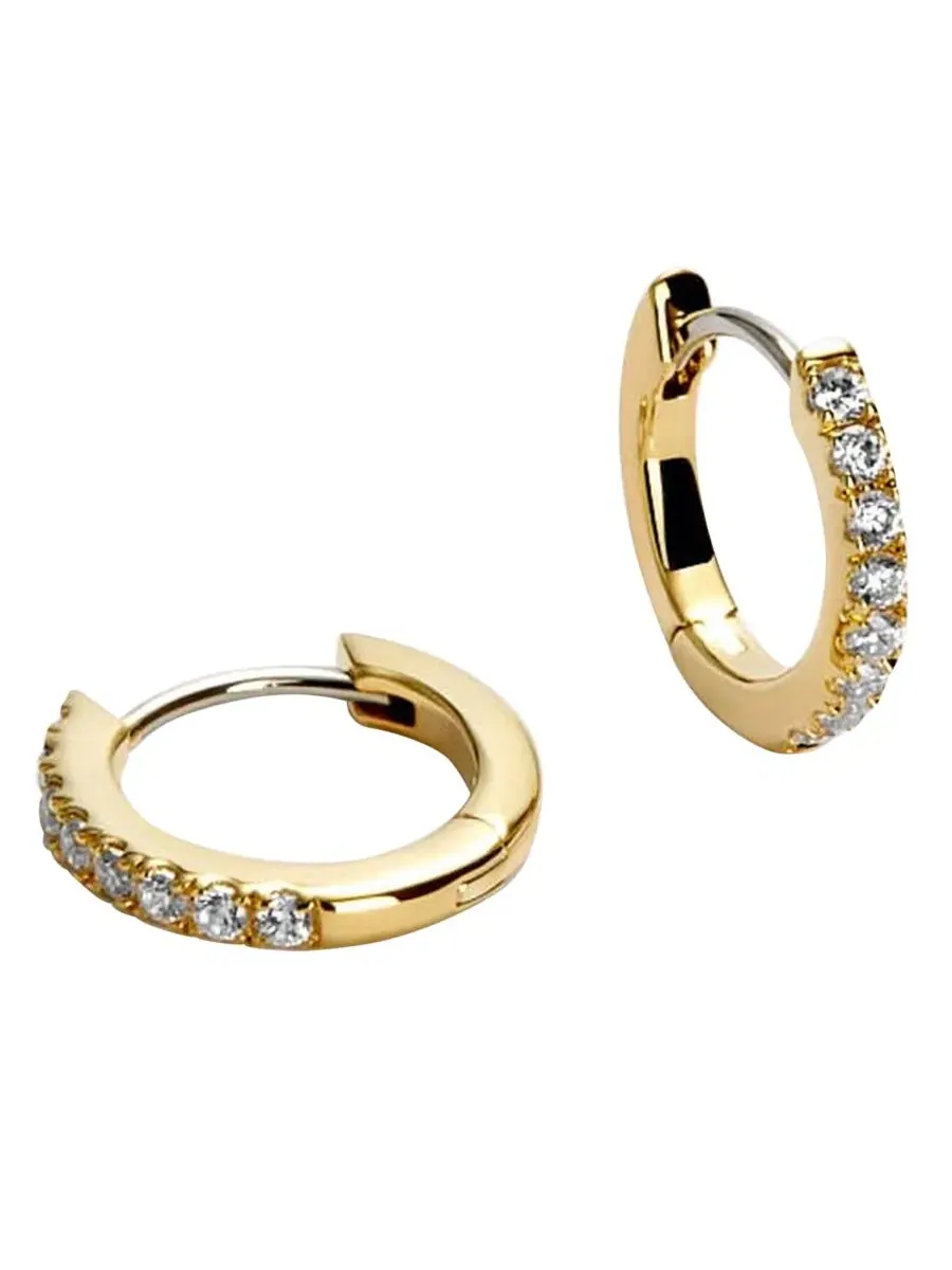 Серьги-кольца Pave Huggie Hoops Ana Luisa — изображение 1 из 4, оттенок золото