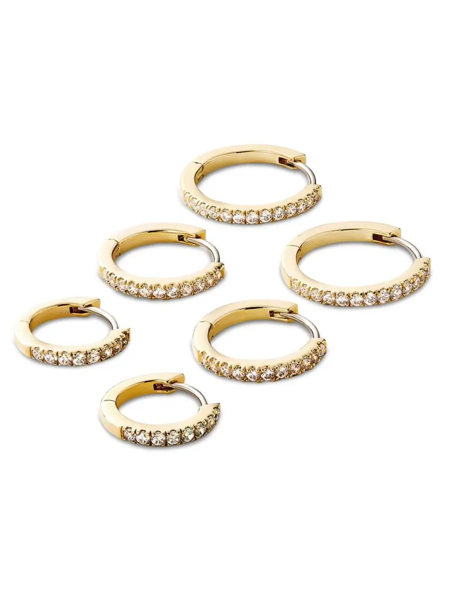 Серьги-кольца Pave Huggie Hoops Ana Luisa — изображение 4 из 4, оттенок золото