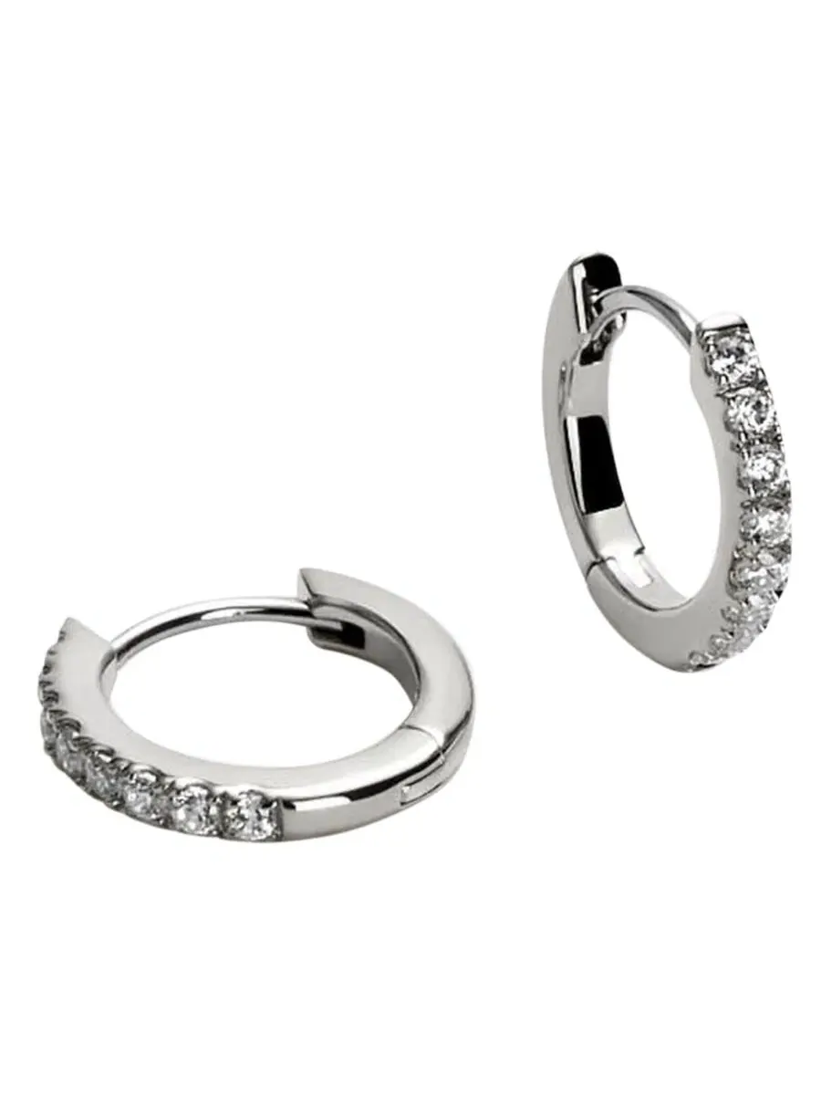 Серьги-кольца Pave Huggie Hoops Ana Luisa — изображение 1 из 3, оттенок серебряный