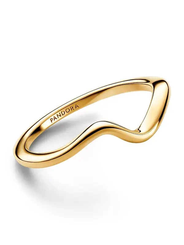 Кольцо Sterling Wave Pandora — изображение 2 из 2, оттенок золото