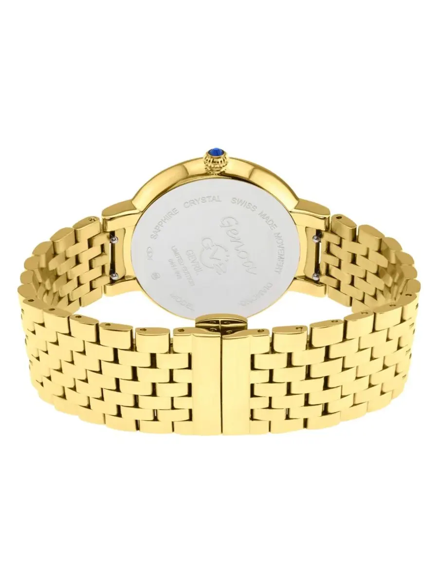 Женские часы Genoa Swiss Quartz IP Gold Stainless Steel Bracelet Diamond GV2 by Gevril — изображение 3 из 3