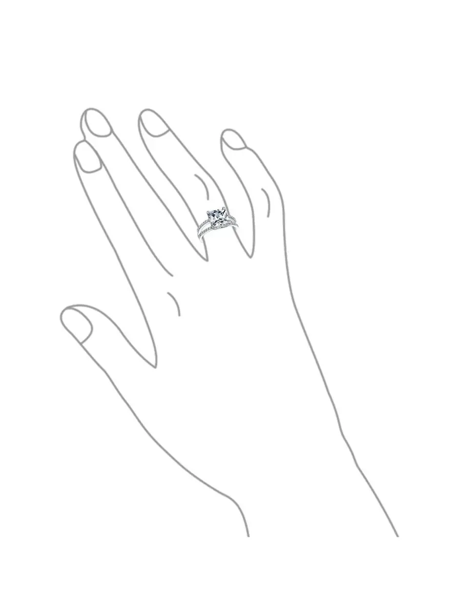 Кольцо с кубическим цирконием, с квадратным камнем 10 мм, модель 3CT Square Princess Cut Bling — изображение 3 из 5