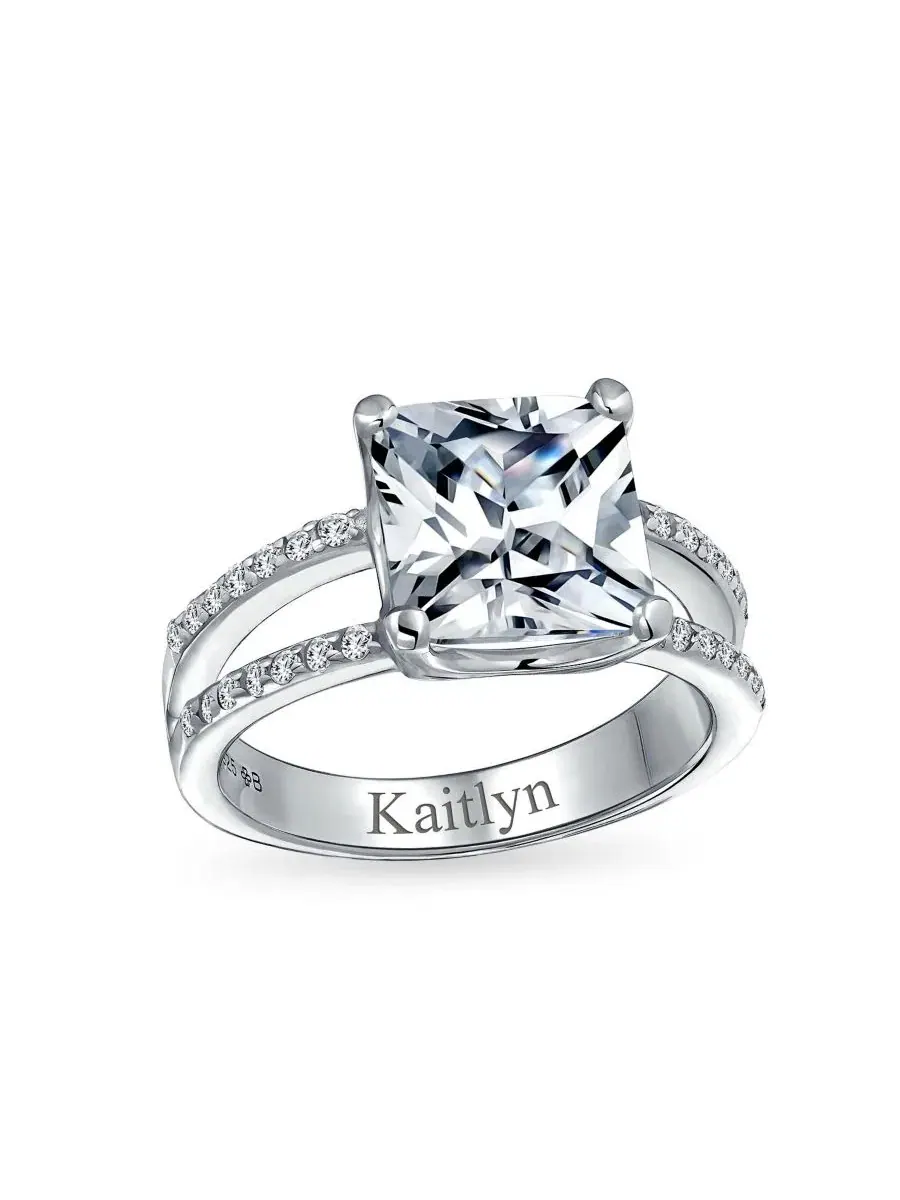 Кольцо с кубическим цирконием, с квадратным камнем 10 мм, модель 3CT Square Princess Cut Bling — изображение 4 из 5