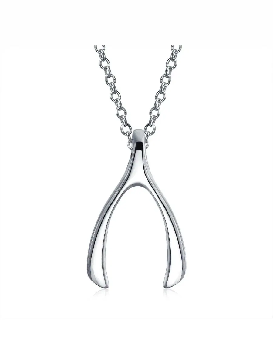Подвеска-талисман с цепочкой, модель Wishbone Bling Jewelry — изображение 1 из 3, оттенок серебряный