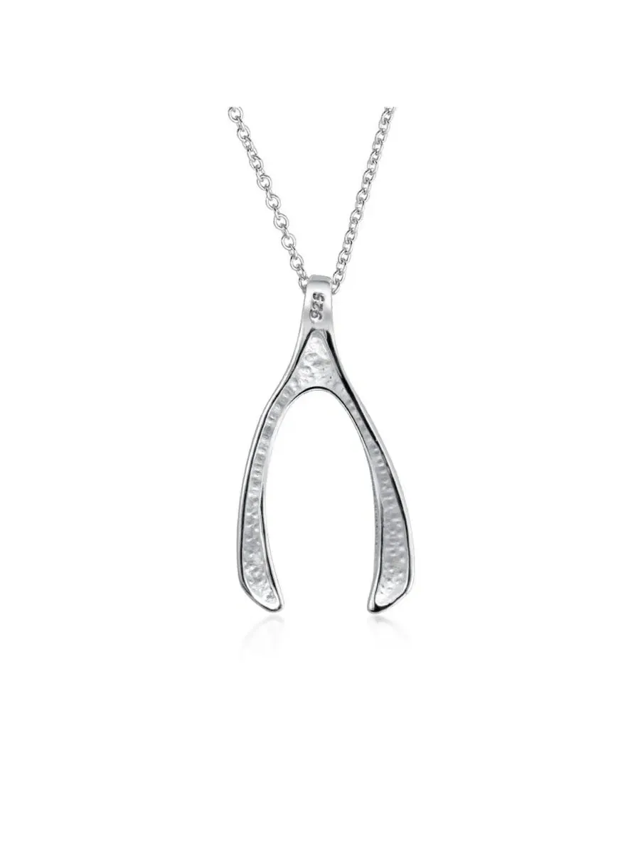 Подвеска-талисман с цепочкой, модель Wishbone Bling Jewelry — изображение 2 из 3, оттенок серебряный