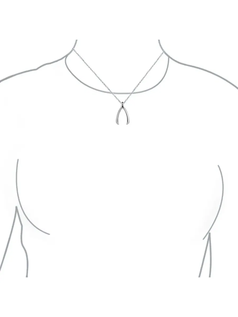 Подвеска-талисман с цепочкой, модель Wishbone Bling Jewelry — изображение 3 из 3, оттенок серебряный