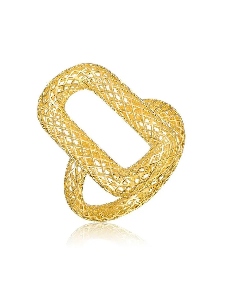 Кольцо с плетеным узором 14K Gold Plated Mesh Open Work Rachel Glauber — изображение 1 из 6, оттенок золото