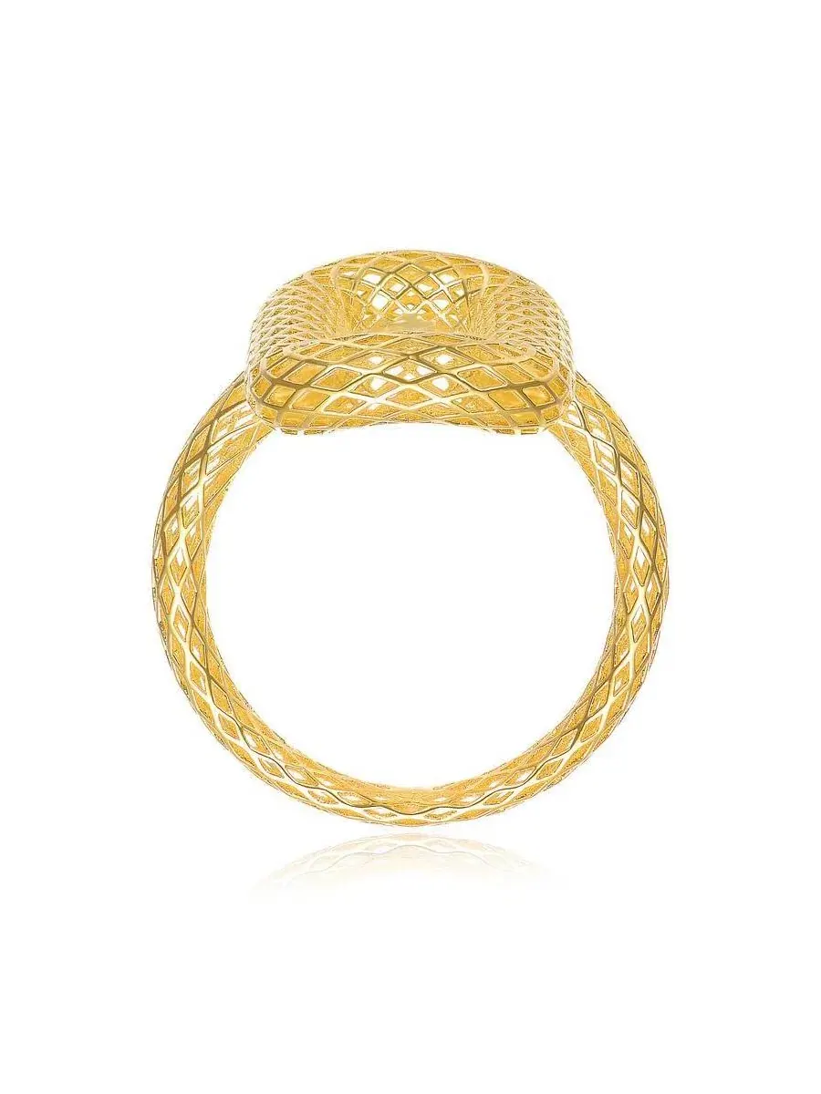 Кольцо с плетеным узором 14K Gold Plated Mesh Open Work Rachel Glauber — изображение 3 из 6, оттенок золото