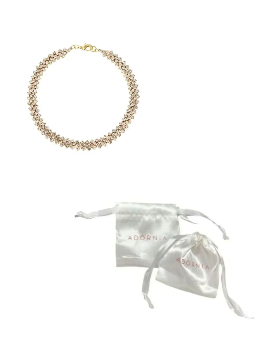 Браслет на щиколотку с цепью и кристаллами, модель Edgy Curb Crystal Chain ADORNIA — изображение 3 из 3, оттенок золото