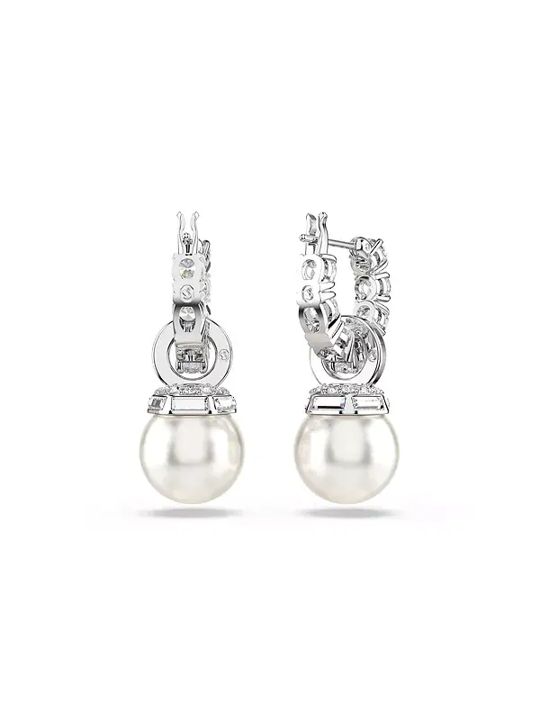 Серьги-Капли Matrix с родиевым покрытием круглой огранки Swarovski — изображение 3 из 4, оттенок белый