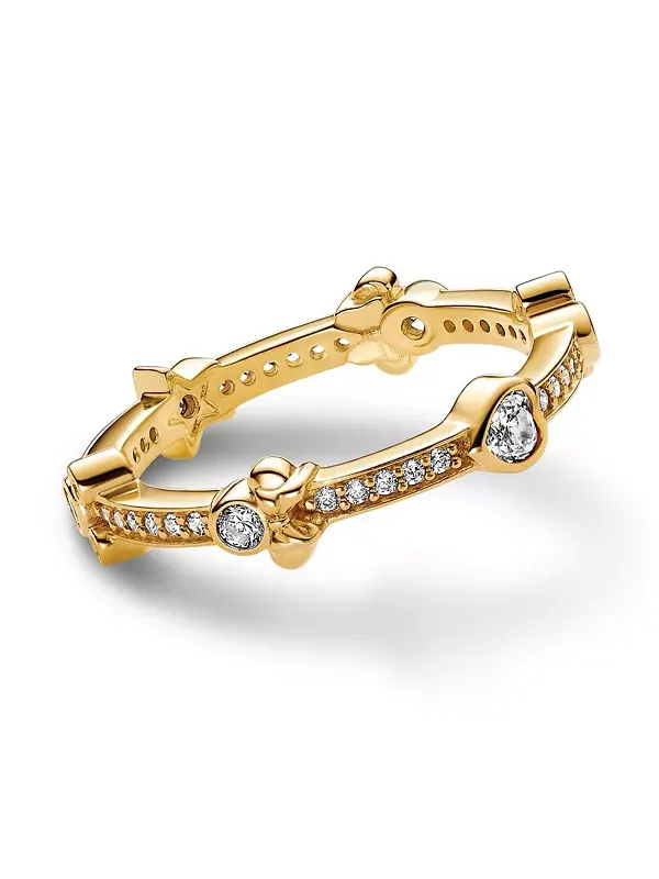 Кольцо с Микки Маусом и Минни Маусом из кубического циркония Disney Pandora — изображение 1 из 2, оттенок прозрачный
