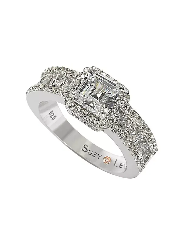 Кольцо Suzy Levian из стерлингового серебра с кубическим цирконием в центре Suzy Levian New York