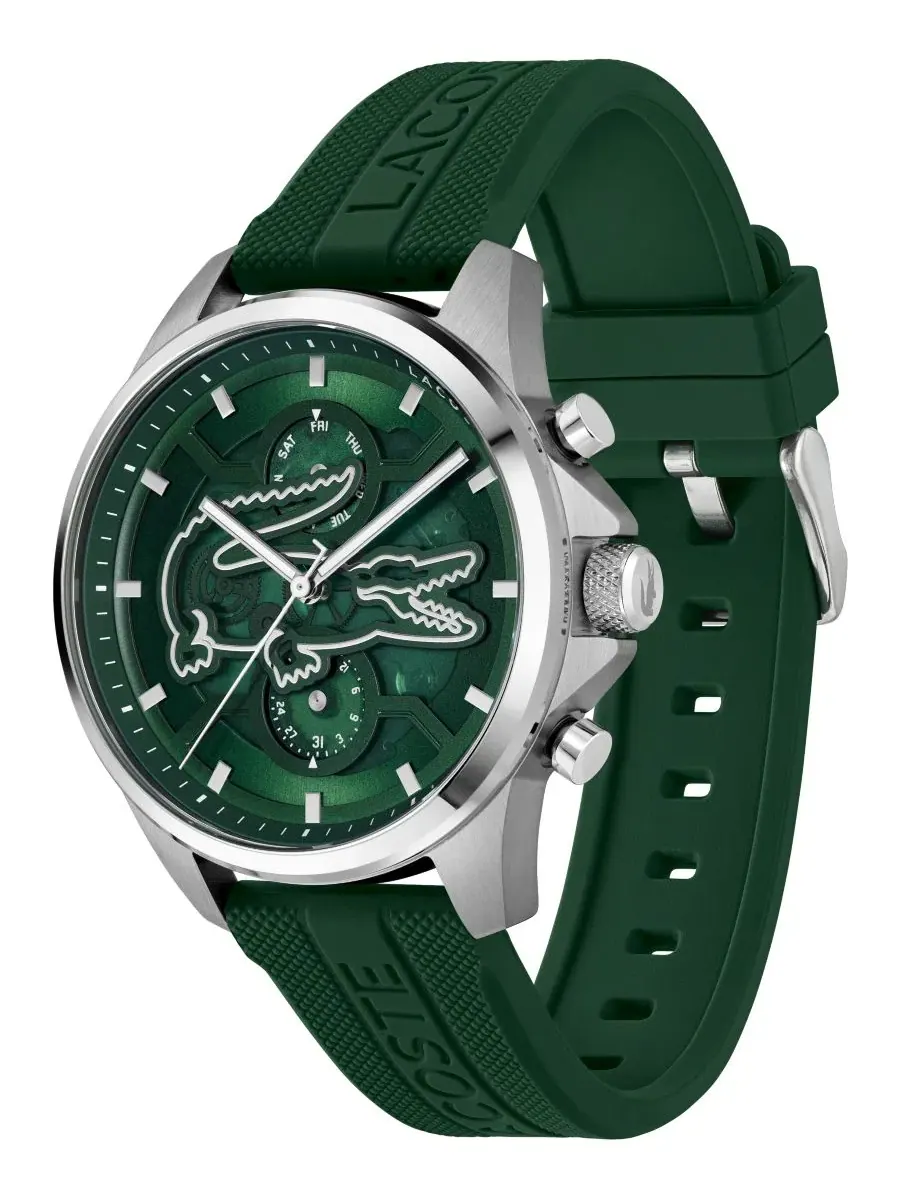 Мужские часы Arthor Skeleton с зеленым силиконовым ремешком, 43 мм Lacoste — изображение 3 из 5, оттенок зеленый