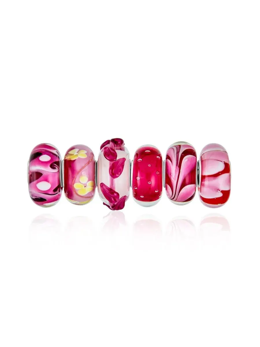 Браслет с подвеской из муранского стекла Murano Glass Flower Charm Bling Jewelry — изображение 1 из 4, оттенок красный
