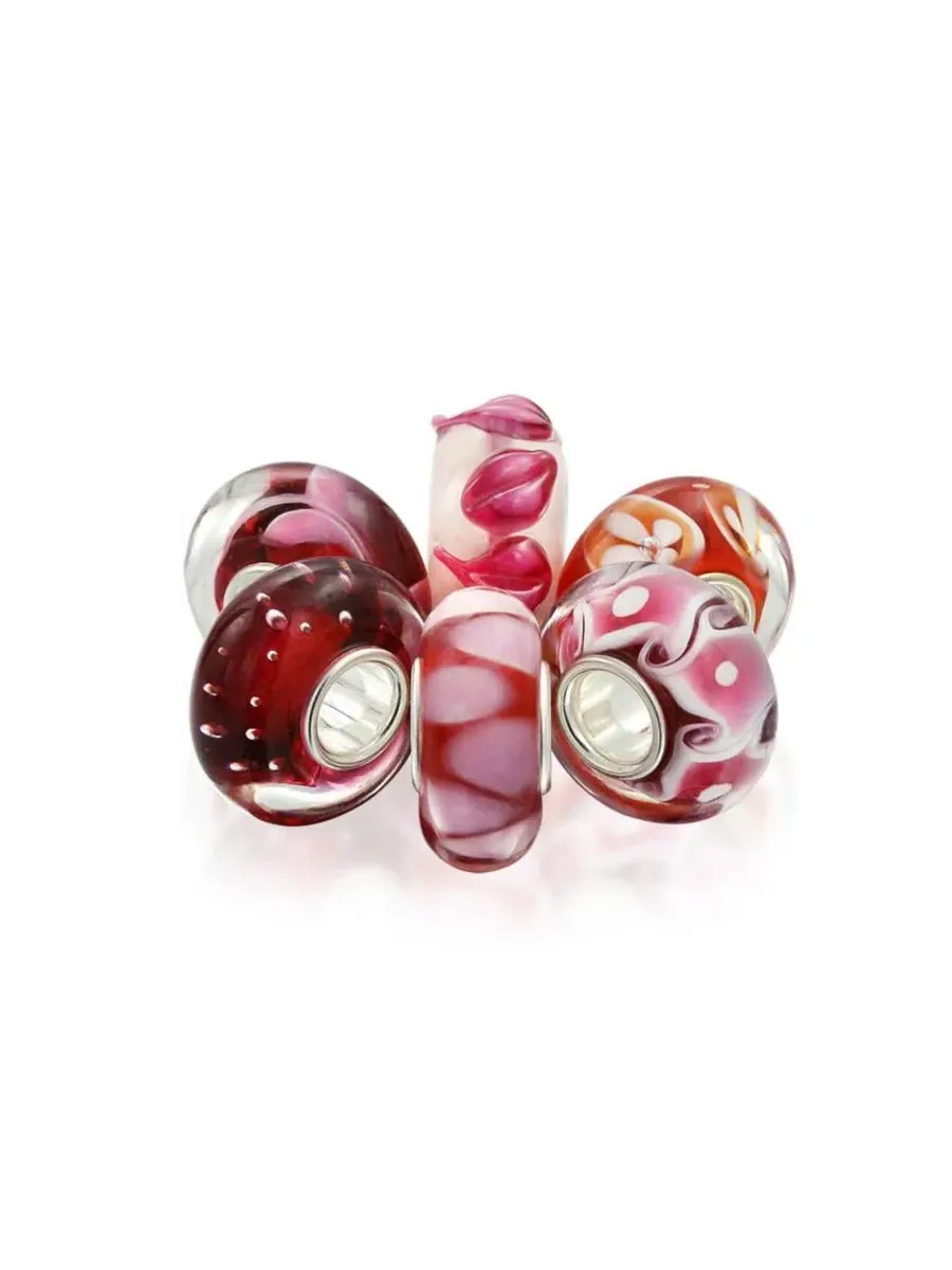 Браслет с подвеской из муранского стекла Murano Glass Flower Charm Bling Jewelry — изображение 2 из 4, оттенок красный