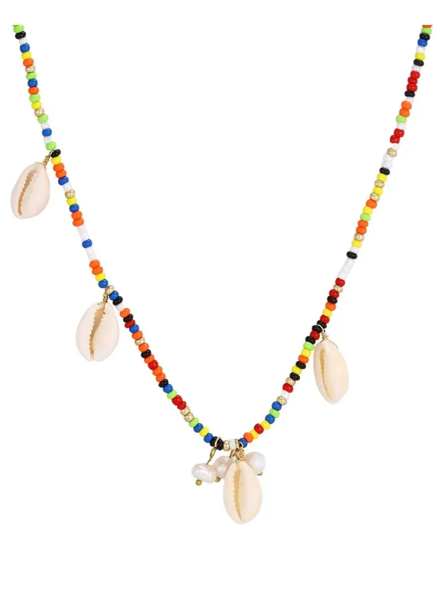 Ожерелье с жемчугом и ракушкой, модель Freshwater Pearl Color Bead Shell ADORNIA — изображение 1 из 3, оттенок мульти