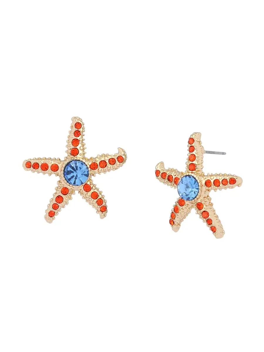 Серьги-гвоздики в виде морских звезд с искусственными камнями Betsey Johnson — изображение 1 из 3