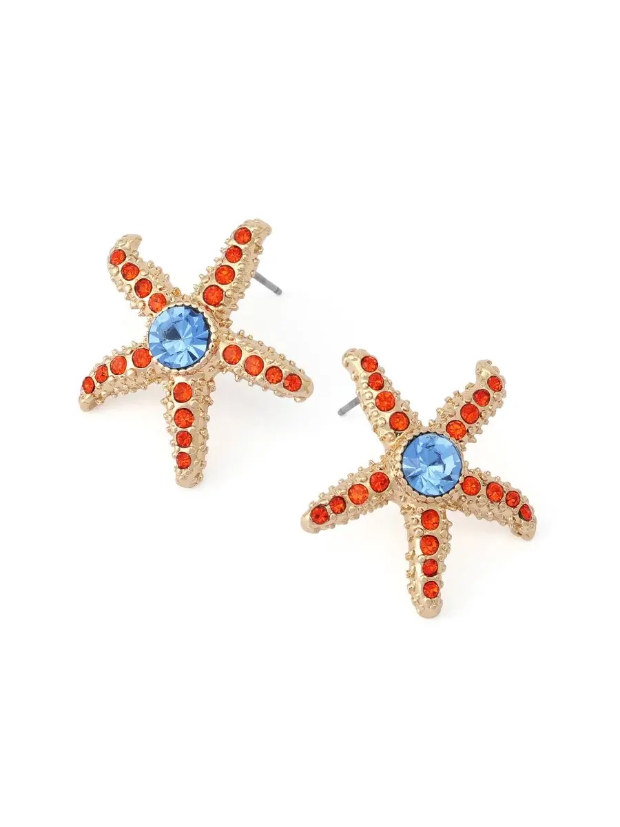 Серьги-гвоздики в виде морских звезд с искусственными камнями Betsey Johnson — изображение 2 из 3