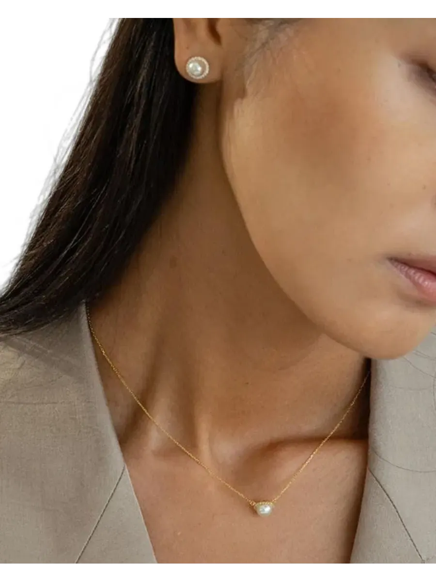Комплект украшений с жемчугом Eleanor Pearl Set Bearfruit Jewelry — изображение 3 из 6, оттенок золото