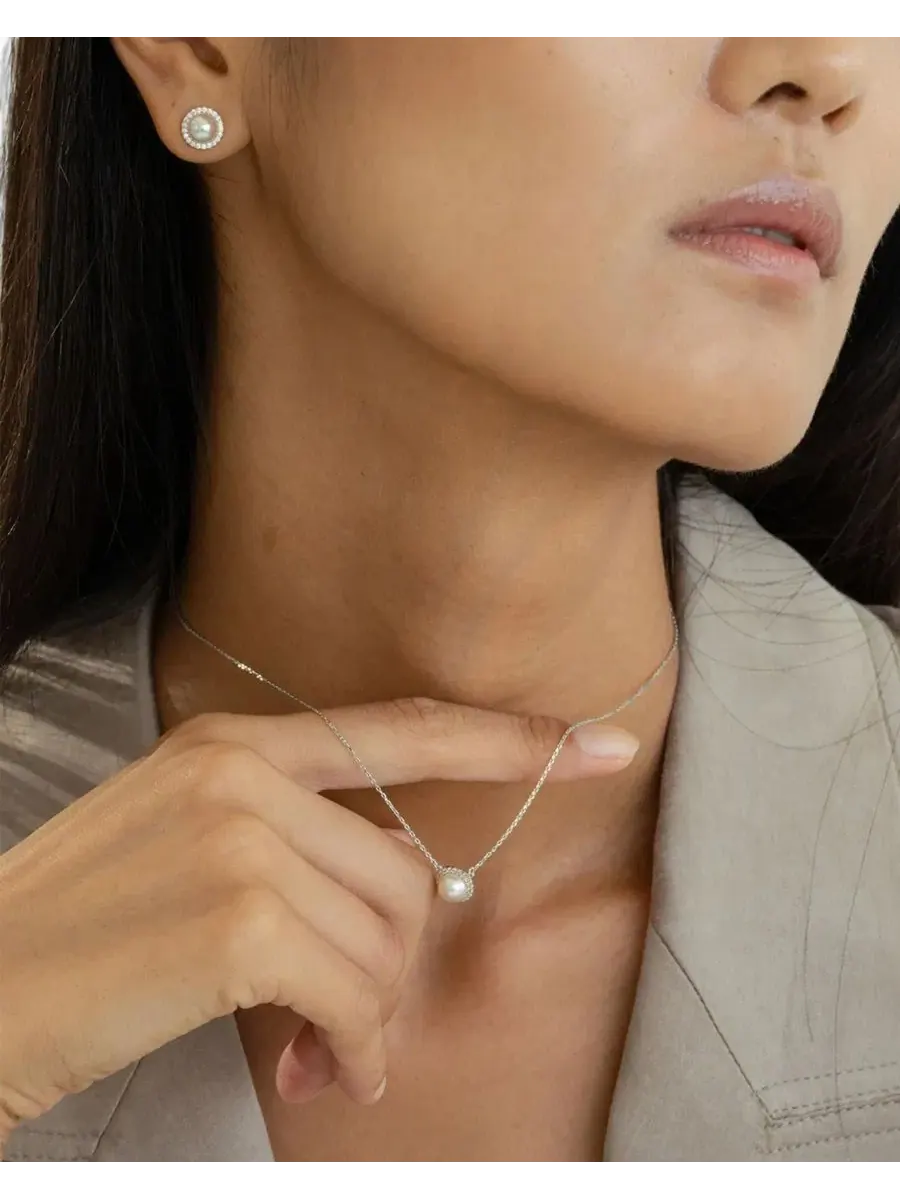 Комплект украшений с жемчугом Eleanor Pearl Set Bearfruit Jewelry — изображение 3 из 4, оттенок серебряный