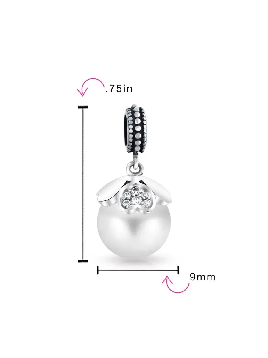 Подвеска-шарм с сердцем и жемчугом, винтажный стиль Bling Jewelry — изображение 3 из 3, оттенок белый