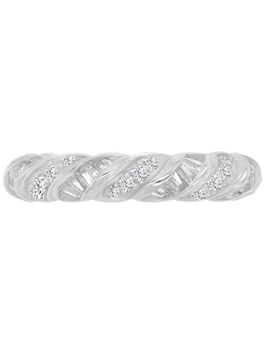 Кольцо из стерлингового серебра с фианитами багетной огранки, модель Cubic Zirconia Baguette Cut — изображение 1 из 4