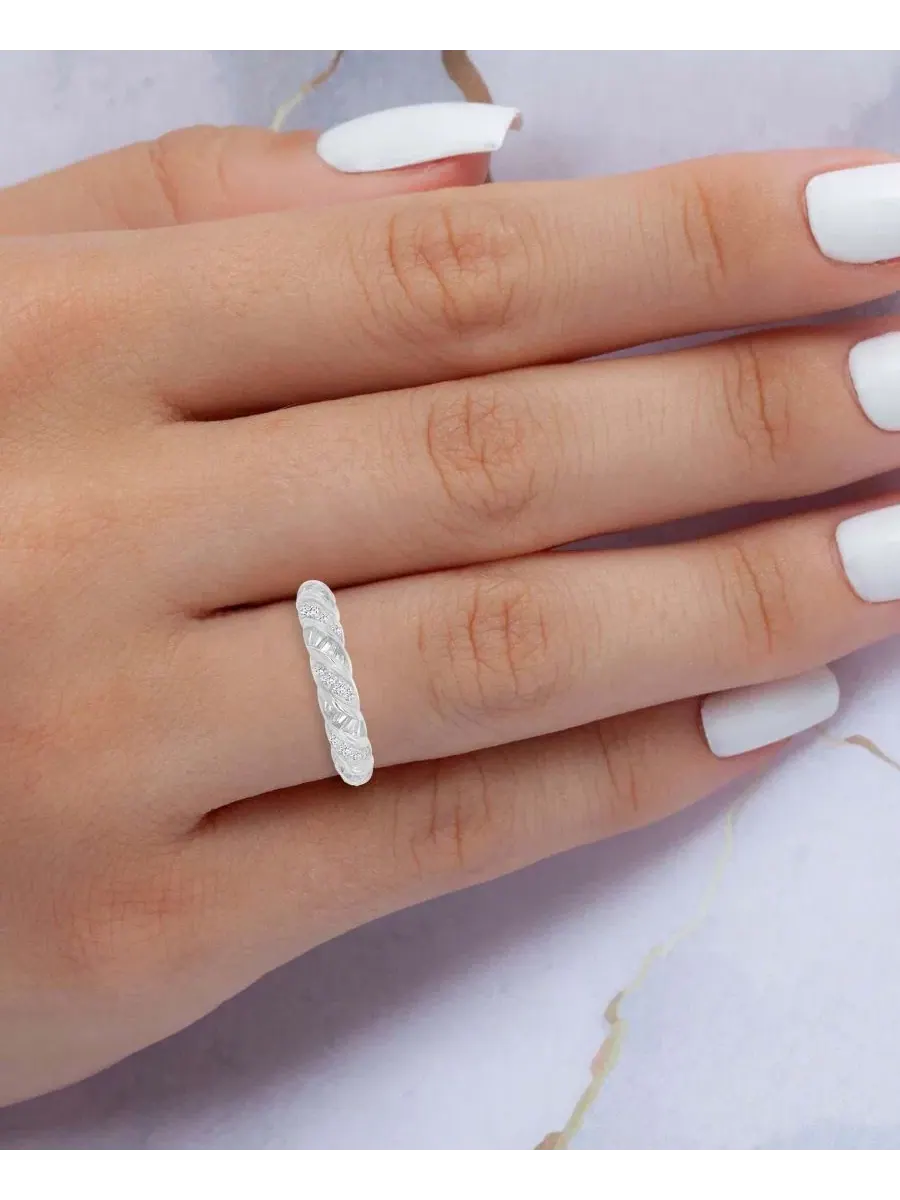 Кольцо из стерлингового серебра с фианитами багетной огранки, модель Cubic Zirconia Baguette Cut — изображение 3 из 4