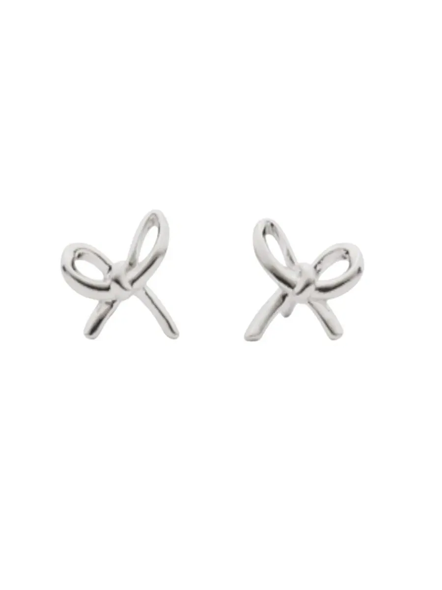 Серьги-гвоздики Girlie Pearlie Mini Bow с кубическим цирконием и жемчужным бантиком (также доступны — изображение 1 из 3