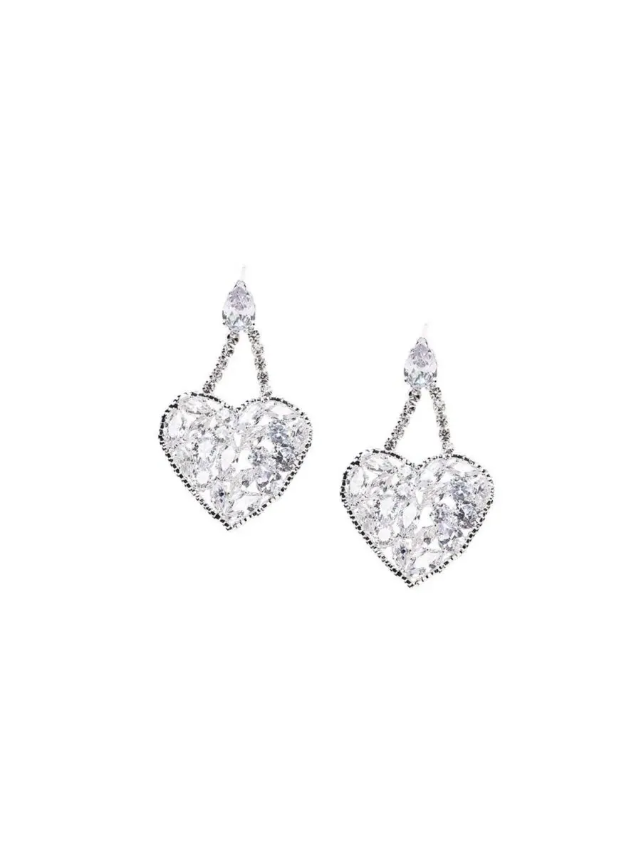 Серьги-подвески Heart Drop с брендом SOHI — изображение 1 из 5, оттенок серебряный