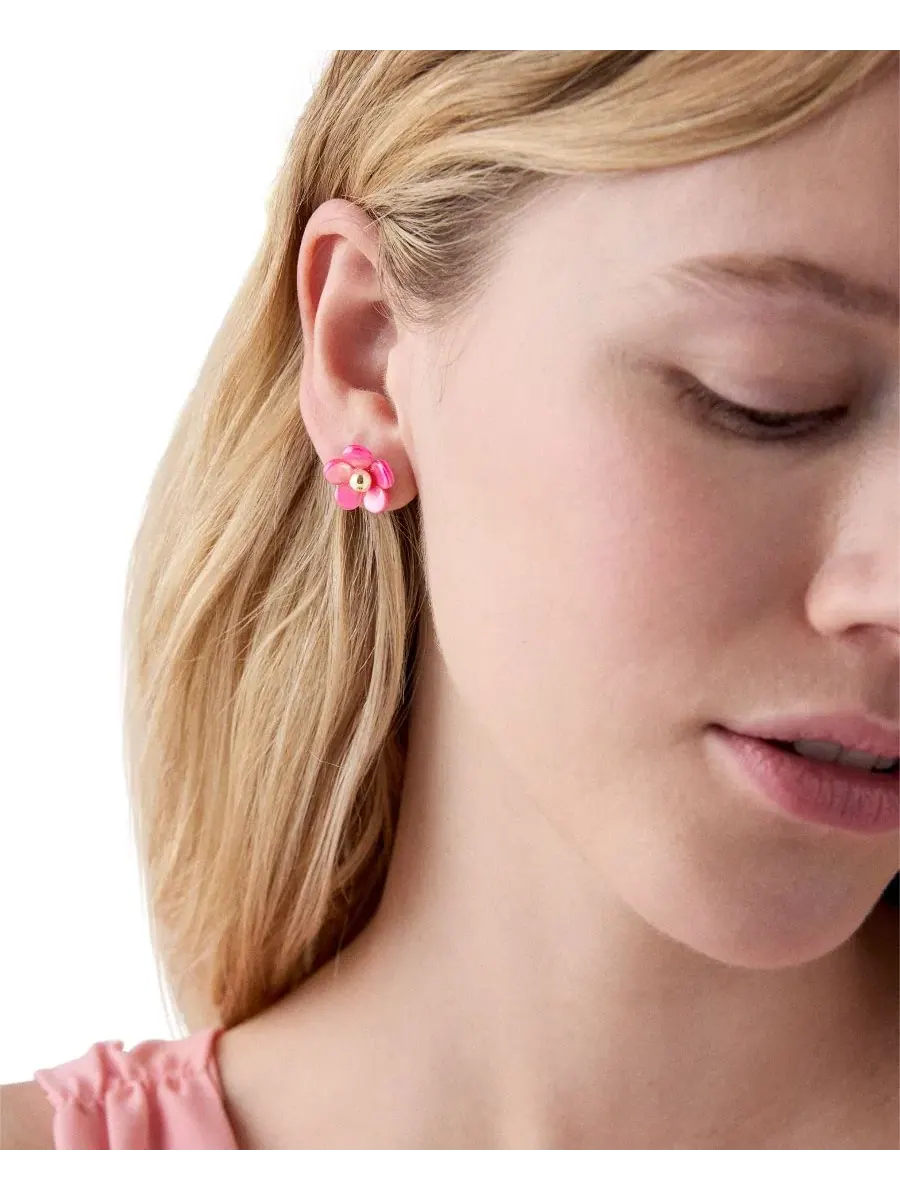 Серьги-гвоздики с цветочным принтом и кристаллами, модель Summer Daze Flower kate spade new york — изображение 3 из 3