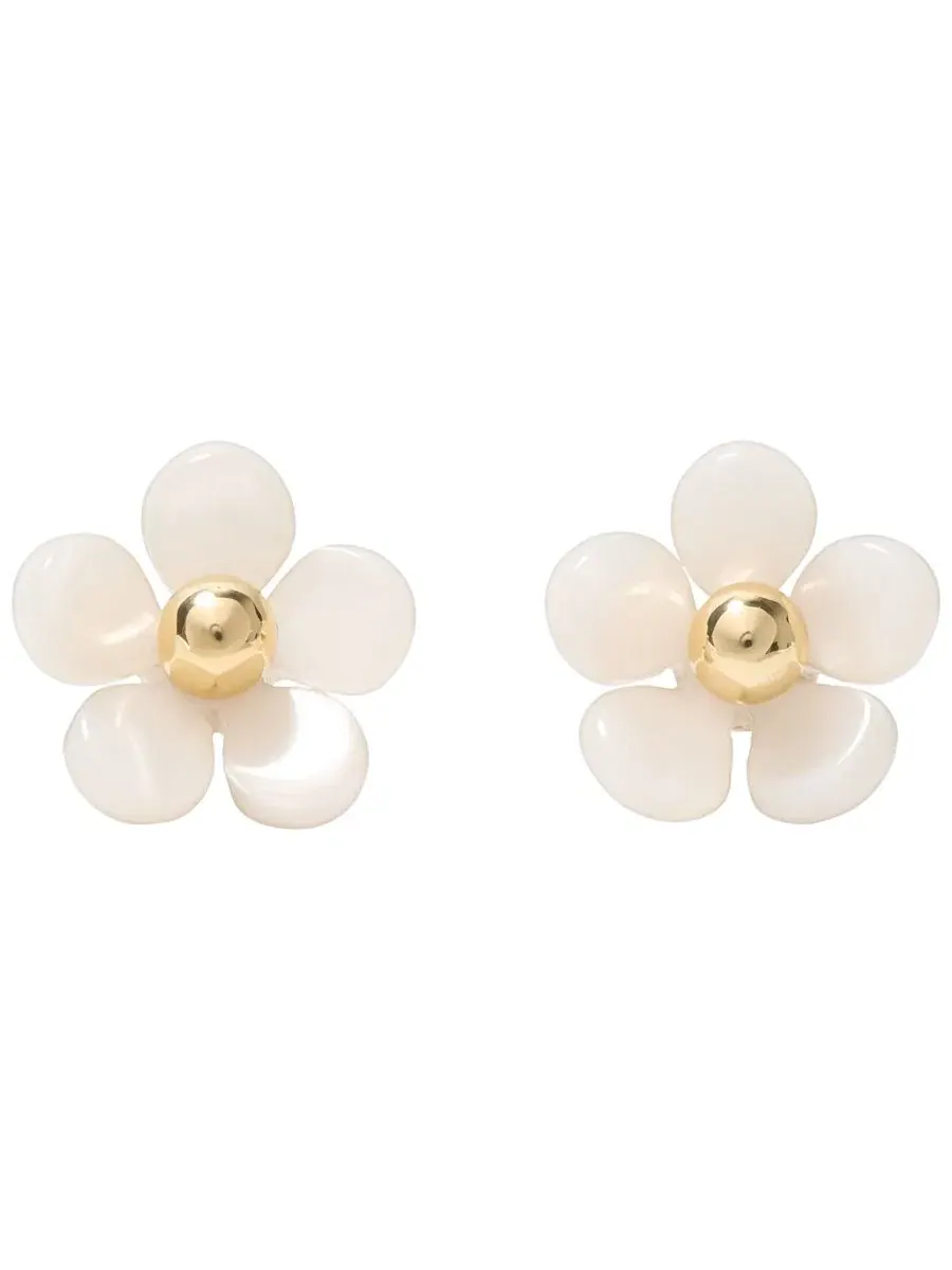 Серьги-пусеты с цветочным принтом, модель Summer Daze Flower kate spade new york — изображение 1 из 4, оттенок белый