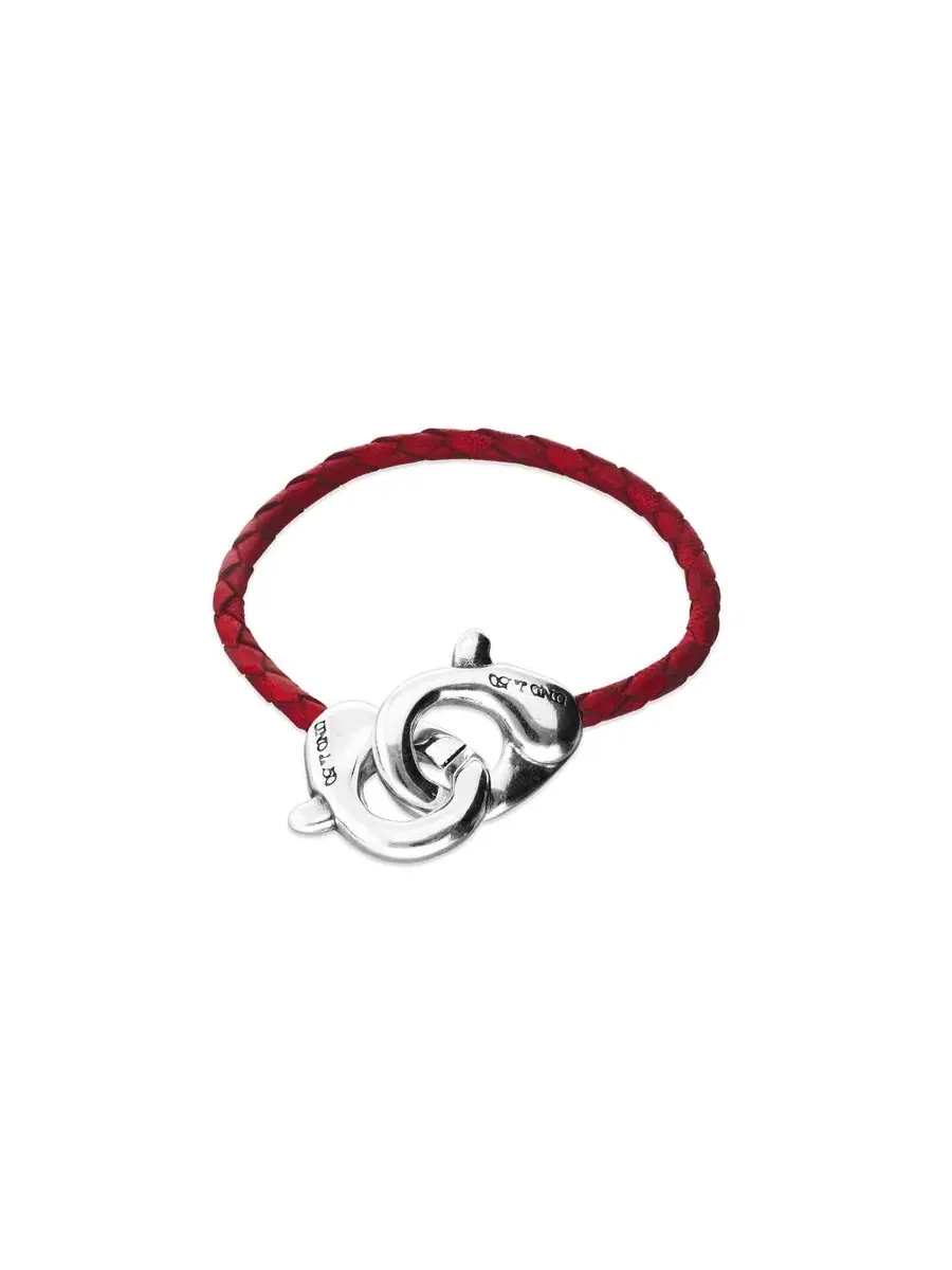Браслет Red Leather Interlocked Carabiner Rigid UNOde50 — изображение 1 из 5, оттенок серебряный