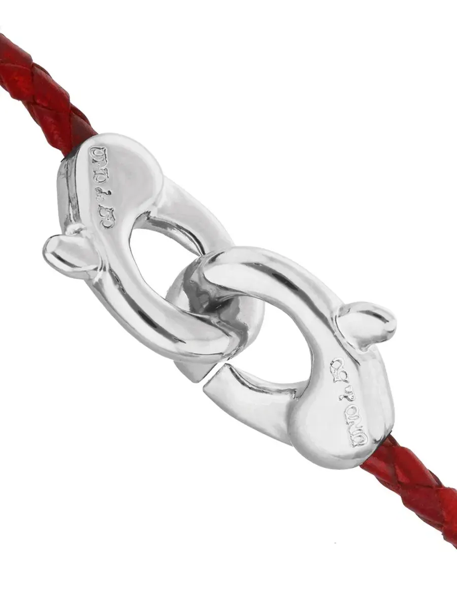 Браслет Red Leather Interlocked Carabiner Rigid UNOde50 — изображение 2 из 5, оттенок серебряный
